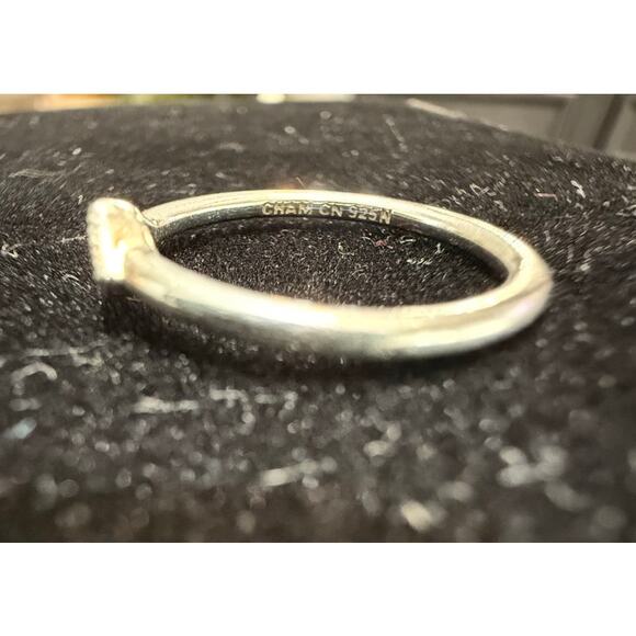 Cham Sterling Silver Double Squares With Milgrain Set Crystals Open Top Size 5 - Picture 5 of 8